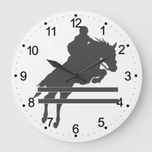 Jumping Pferd Silhouette - Wählen Sie Hintergrund Große Wanduhr