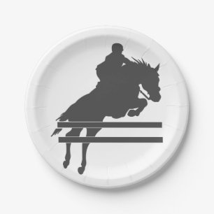Jumping Pferd Silhouette - Wählen Sie Hintergrund Pappteller