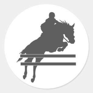 Jumping Pferd Silhouette - Wählen Sie Hintergrund Runder Aufkleber