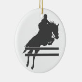 Jumping Pferd Silhouette - Wählen Sie Hintergrundf Keramik Ornament (Rechts)