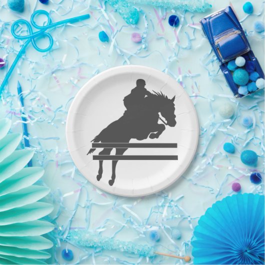 Jumping Pferd Silhouette - Wählen Sie Hintergrundf Pappteller (Party)