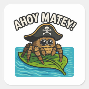 Jumping Pirate Spider Adventure Captain Webbeard Quadratischer Aufkleber