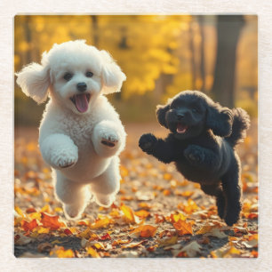 Jumping Poodle Puppies Glasuntersetzer