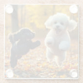 Jumping Poodle Puppies Glasuntersetzer (Rückseite)