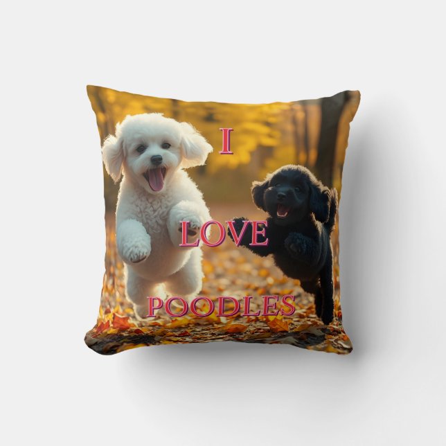 Jumping Poodle Puppies Kissen (Vorderseite)