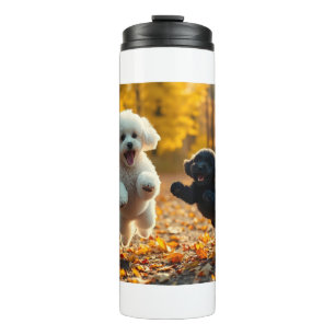 Jumping Poodle Puppies Thermosbecher
