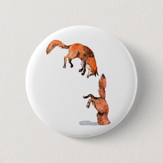 Jumping Red Fox Button (Vorderseite)