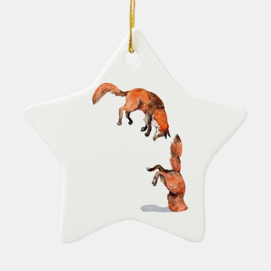 Jumping Red Fox Keramikornament (Vorne)