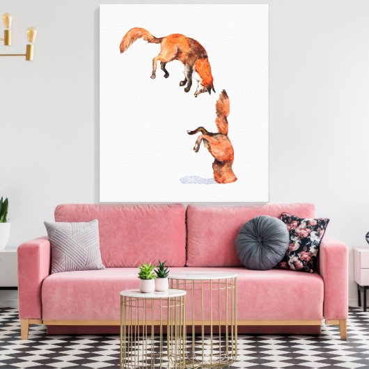 Jumping Red Fox Leinwanddruck (Insitu (Wohnzimmer))
