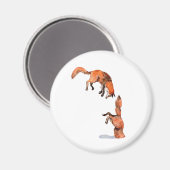 Jumping Red Fox Magnet (Vorderseite/Rückseite)