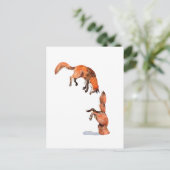 Jumping Red Fox Postkarte (Stehend Vorderseite)