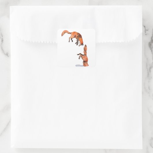Jumping Red Fox Quadratischer Aufkleber (Tasche)