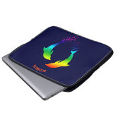 Jumping-Regenbogen-Delfine mit Blasen Laptopschutzhülle (Vorne Knopf)