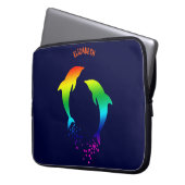 Jumping-Regenbogen-Delfine mit Blasen Laptopschutzhülle (Vorderseite Links)