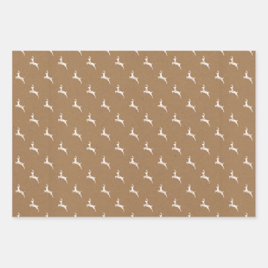 Jumping Reindeer Kraft Wrapping Paper Sheets Geschenkpapier Set (Vorderseite 2)
