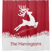 Jumping Rentier individuelle Name Duschvorhang (Vorderseite)