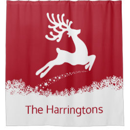 Jumping Rentier individuelle Name Duschvorhang