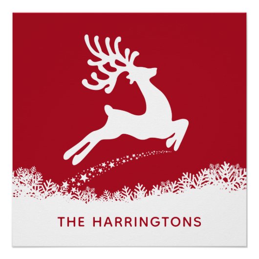 Jumping Rentier individuelle Name Poster (Vorderseite)