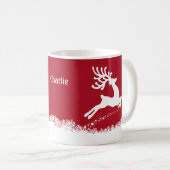 Jumping Rentier individuelle Name Tasse (VorderseiteRechts)