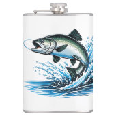 Jumping Salmon Splash Gift for Fisherman Art Flachmann (Vorderseite)