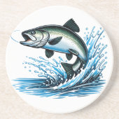 Jumping Salmon Splash Gift for Fisherman Art Getränkeuntersetzer (Vorne)