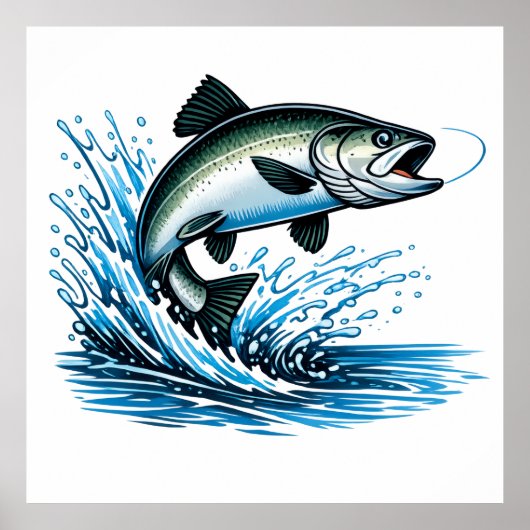 Jumping Salmon Splash Gift for Fisherman Art Poster (Vorne)