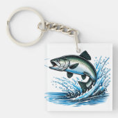 Jumping Salmon Splash Gift for Fisherman Art Schlüsselanhänger (Vorderseite)