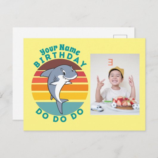 Jumping Shark Birthday Feiertagspostkarte (Vorne/Hinten)