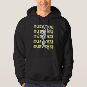 Jumping Skull Muay Thai kämpfen Wiederholung Text Hoodie