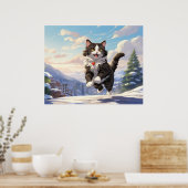 *~* Jumping Snow Kitty 5:4 Kätzchen AP68 Tuxedo Poster (Küche)