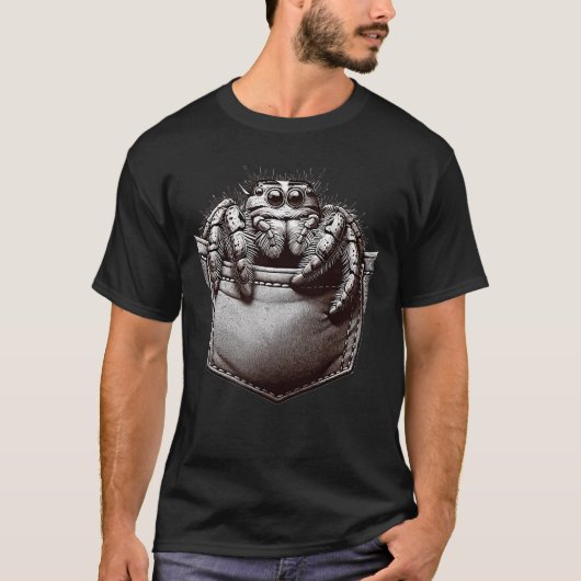 Jumping Spider in Pocket Cute little Jumping Spide T-Shirt (Vorderseite)