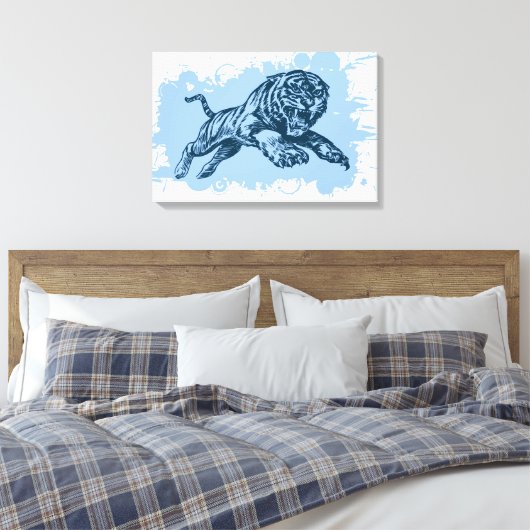 Jumping Tiger Leinwanddruck (Insitu (Schlafzimmer))