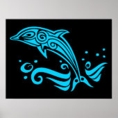 Jumping Tribal Blue Dolphin Poster (Vorne)