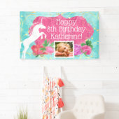 Jumping Unicorn Bright Girls Geburtstag Banner (Insitu)