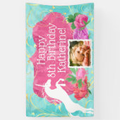 Jumping Unicorn Bright Girls Geburtstag Banner (Vertikal)