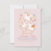 Jumping Unicorns Pink Birthday Party Danke (Vorderseite)