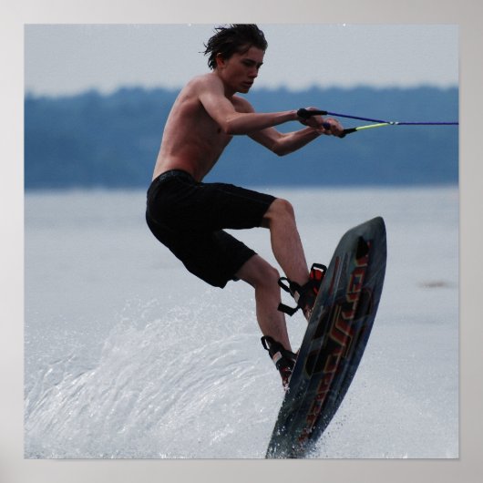 Jumping Wakeboarder Poster (Vorne)