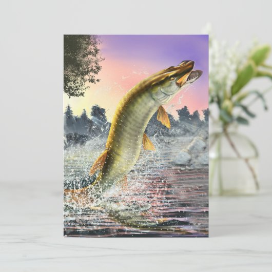 Jumping Walleye Einladung (Stehend Vorderseite)