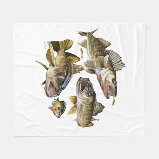 Jumping Walleye Fleecedecke (Vorderseite (Horizontal))