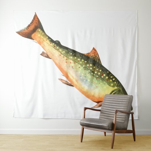 Jumping Wild Trout Tapestry Wandteppich (Beispiel (Horizontal))