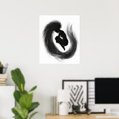 Jumping Woman Emotions Plakat Schwarz-weiße Malere (Heimbüro)