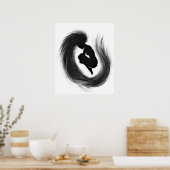 Jumping Woman Emotions Plakat Schwarz-weiße Malere (Küche)