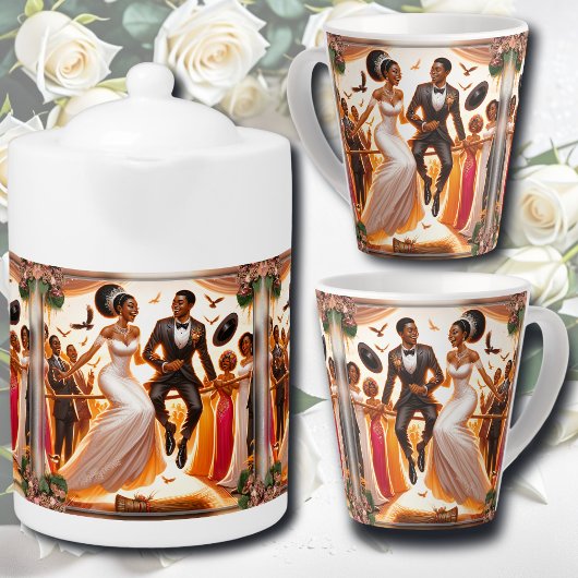 Jumping zusammen zur Liebe für immer Hochzeit Milchtasse