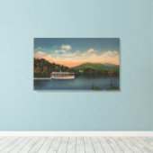 Junaluska-See, NC - Sicht auf das Cherokee-Boot Leinwanddruck (Insitu (Holzboden))