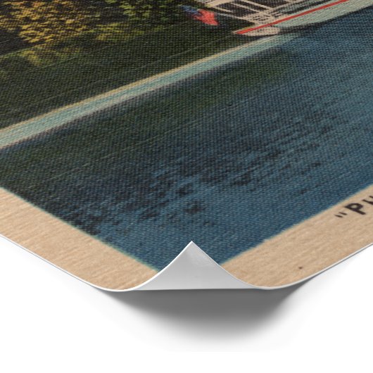 Junaluska-See, NC - Sicht auf das Cherokee-Boot Poster (Ecke)