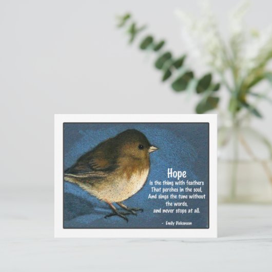 JUNCO BIRD MIT SPRICHWORT POSTKARTE (Stehend Vorderseite)