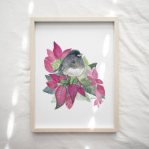 Junco Dark Mit Augen Bird Watercolor Art Print