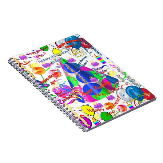 June, 5 Birthday Notebook Notizblock (Rechte Seite)