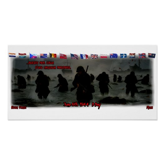 June 6th, 1944 Normandy Landing on a White Poster (Vorderseite)