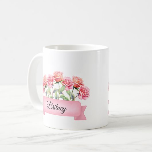June Birth Blume Custom Rose Kaffeetasse (Vorderseite Links)